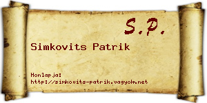 Simkovits Patrik névjegykártya